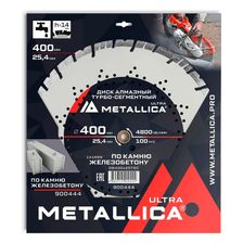 Диск алмазный турбо-сегментный METALLICA Ultra 400x25,4 мм, H=14 мм по железобетону - изображение 2