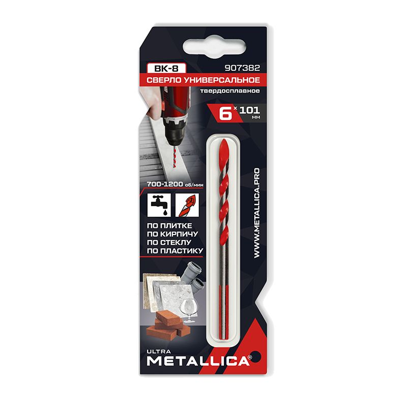 Сверло универсальное тв. спл. METALLICA Ultra  6x101, спиральное, по плитке, кирпичу