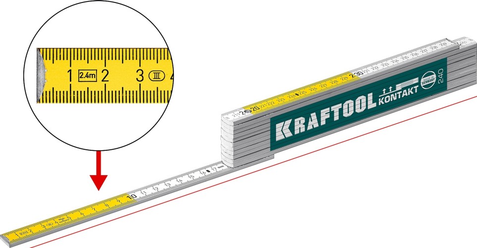Метр складной KRAFTOOL PRO-90 Kontakt 2.4 м, деревянный  34729 - изображение 4
