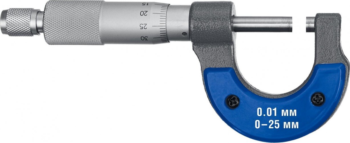 Микрометр ЗУБР ПРОФЕССИОНАЛ гладкий механический, мк 25, диапазон 0-25мм, шаг  34480-25_z02