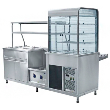 Мини-линия раздачи ABAT «Аста» ПВХМ-70КМУ (Прилавок-витрина холодильный мармитный универсальный) - изображение 2