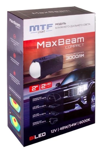 Модули светодиодные MTF LIGHT MaxBeam Compact, 12В, 48Вт/54Вт, 6000К, 2 дюйма, 2 линзованные biled, 2шт. HL48K60 - изображение 3