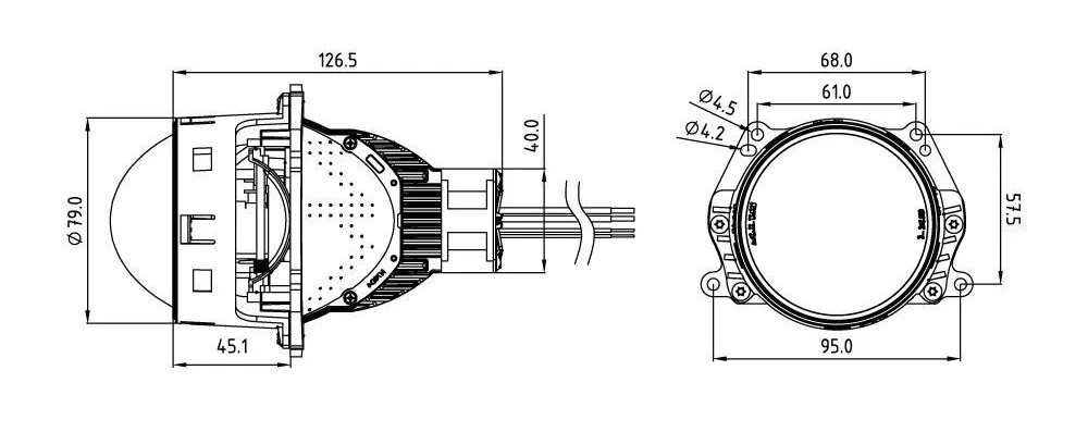 Модули светодиодные MTF LIGHT WideBeam дюйма ближнего/дальнего света, линзованные, бескор HL65K60RD - изображение 4