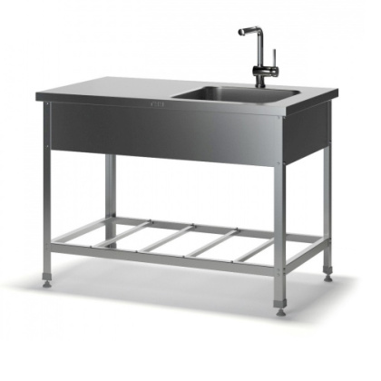 Моечная ванна со столом МС-1 (1000х600х870), мойка цельн. накладная 400х500х140