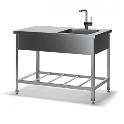 Моечная ванна со столом МС-Н 1 (1200х600х870), мойка цельн. накладная 400х500х140