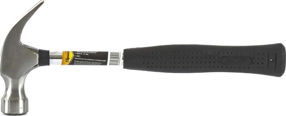 Молоток-гвоздодер Sparta 450 г, боек 27 мм,  металлическая трубчатая обрезин 104405