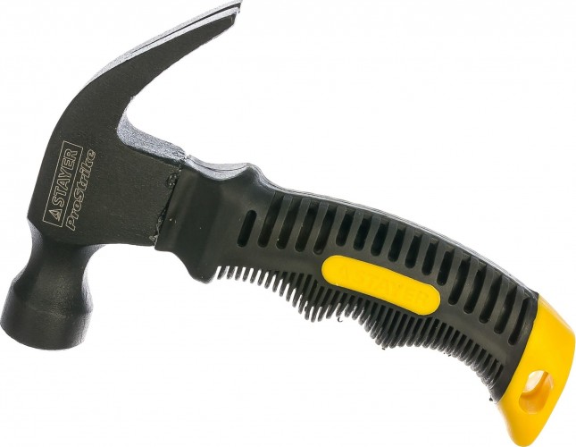 Молоток-гвоздодер STAYER COMPACT столярный 225 г укороченный с фиберглассовой рукоя 2026-225