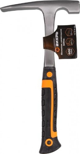 Молоток каменщика ВИХРЬ 600гр. цельнометаллический, двухкомпонентная рукоятка 73/6/8/10 - изображение 2