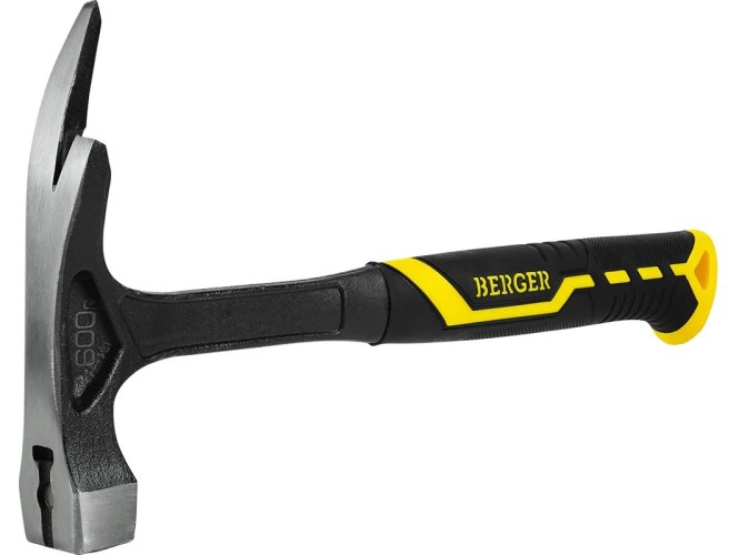 Молоток кровельщика BERGER BG1528 цельнокованый 600 г. 326 мм, магнит, 3-компонентна