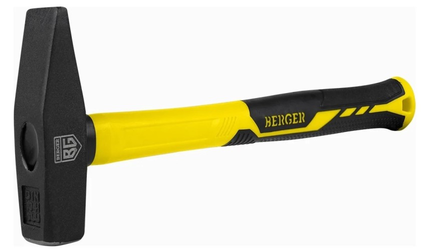 Молоток слесарный BERGER BG1514 кованый, фиберглассовая рукоятка, 500 г. 327 мм