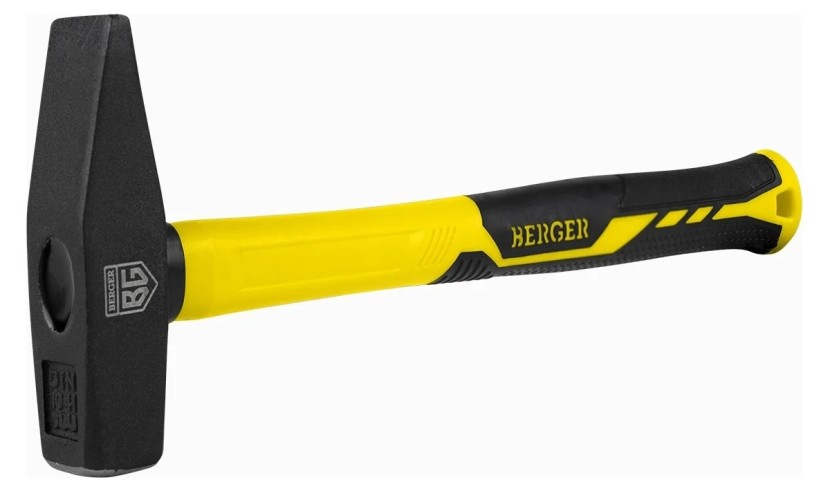 Молоток слесарный BERGER BG1513 кованый, фиберглассовая рукоятка, 300 г. 300 мм