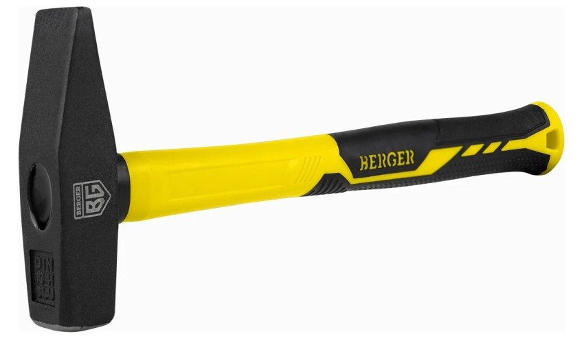 Молоток слесарный BERGER BG1515 кованый, фиберглассовая рукоятка, 800 г. 345 мм