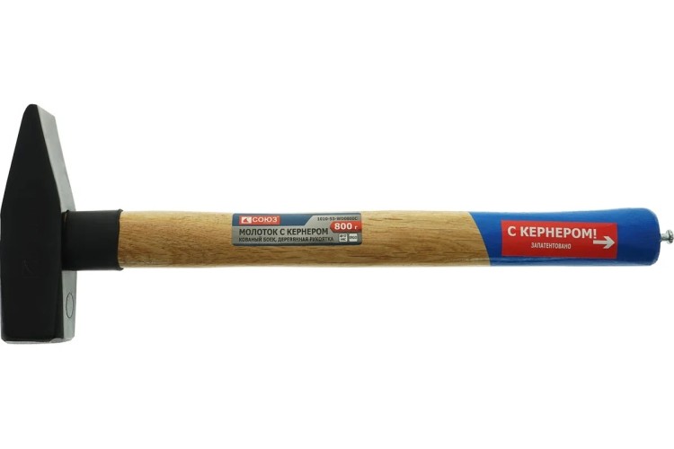 Молоток СОЮЗ 1010-53-WD0800C 800г, кованый боек, дерев.рукоятка