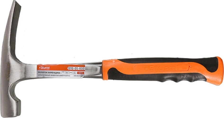 Молоток Sturm 1010-05-600 каменщика цельнокованный, обрезин. рукоятка, 600гр