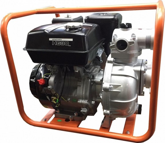 Мотопомпа бензиновая ZONGSHEN HG 30 для слабозагрязненной воды, высоконапорная 1T90SHG30
