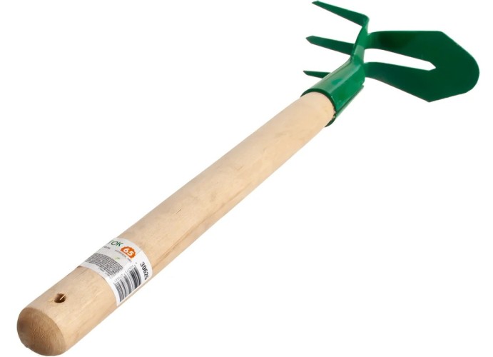 Мотыга-рыхлитель РОСТОК 155x70x425мм с деревянной ручкой, "лепесток+3 зуба" прямая 39625 - изображение 2
