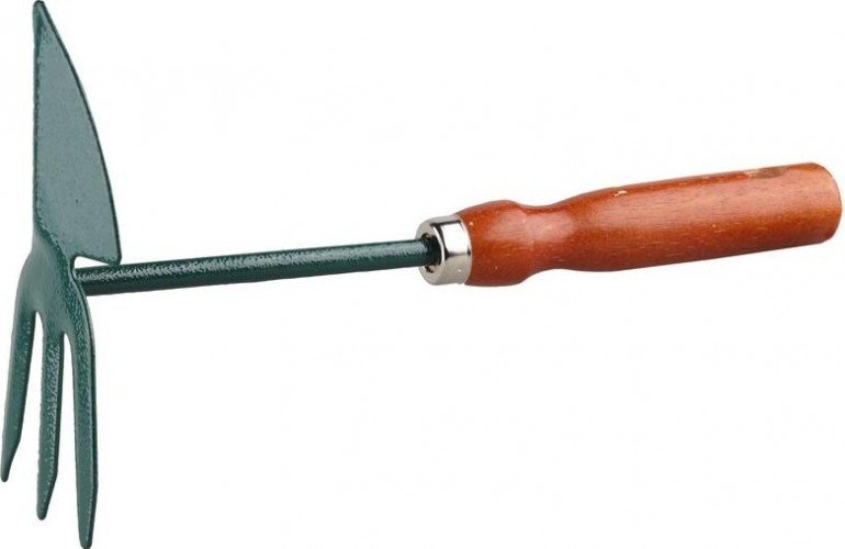 Мотыжка GRINDA 8-421239 сердцевидное лезвие  с деревянной ручкой, 3 зубца, 250 мм 8-421239_z01
