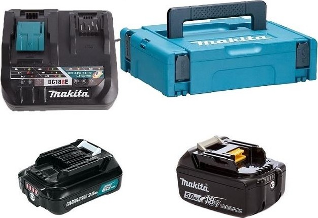 Набор АКБ и ЗУ MAKITA PSK 12.0В 2,0 Ач Li-ion (1шт.) 18.0V 5,0 Ач Li-ion BL1021/BL1850/DC18RE (1шт.) 199024-2