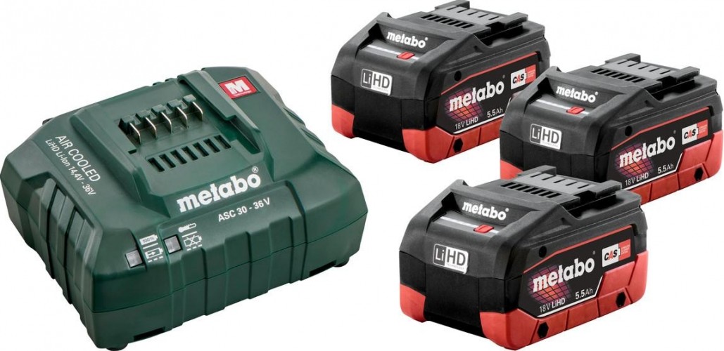 Набор аккумуляторов и зарядное устройство METABO 18 V Basic-Set 5.5 3х5,5 Ач LiHD 685074000