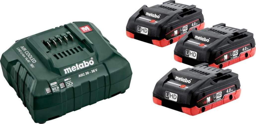Набор аккумуляторов и зарядное устройство METABO 18V Basic-Set 4.0 LiHD ASC30 3х4.0 Ач 685132000