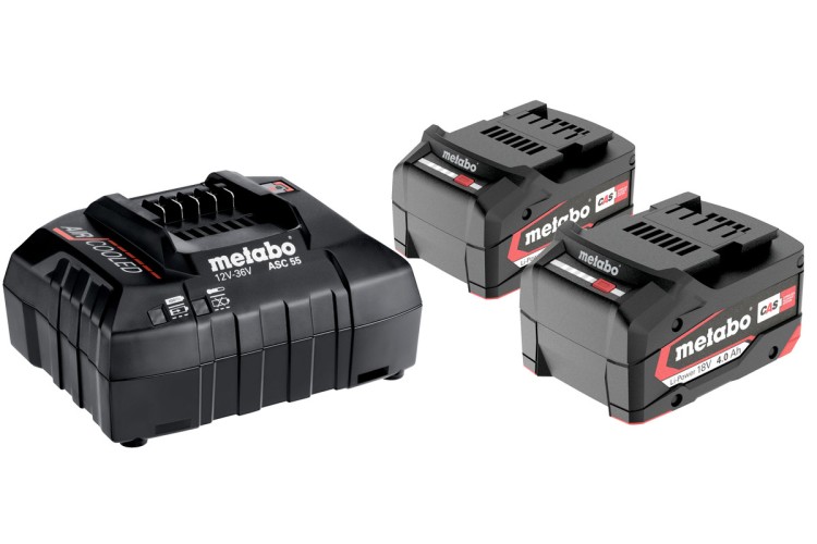 Набор аккумуляторов и зарядное устройство METABO 18V Basic-Set 2х4.0 Ач Li-ion+3У ASC 55 RU_685050000