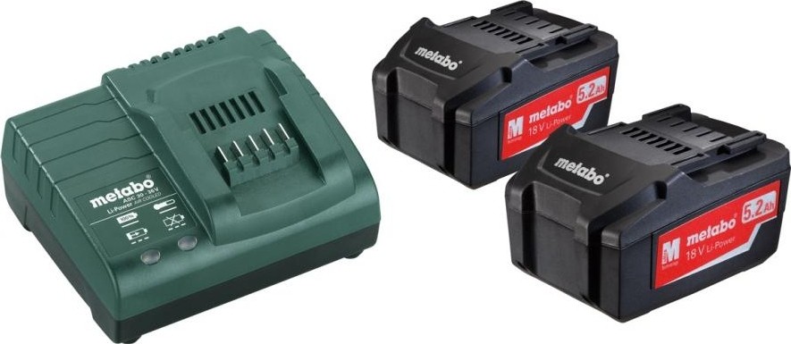 Набор аккумуляторов и зарядное устройство METABO 18V Basic-Set 5,2 2х5.2 Ач 685051000