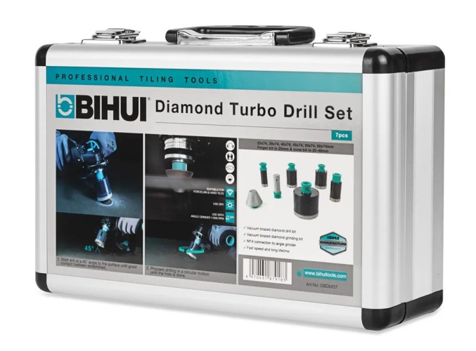 Набор алмазных коронок BIHUI 7 предметов 25/35/40/45/68мм +  фреза 20мм  DBDMS7 - изображение 3