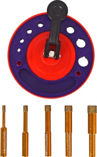 Набор алмазных сверл + кондуктор ПРАКТИКА 5шт. (4-12 мм) 034-687 034-687