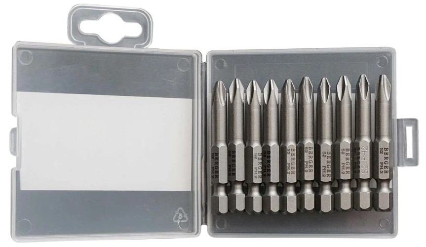 Набор бит BERGER BG2419 магнитных PH2x50мм, 10 шт., S2 - изображение 2