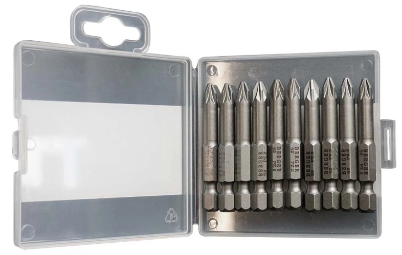 Набор бит BERGER BG2420 магнитных PZ2x50мм, 10 шт., S2 - изображение 2