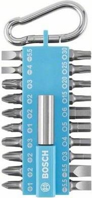 Набор бит BOSCH DIY 20 бит + держатель с карабином светло-синий 2607002822