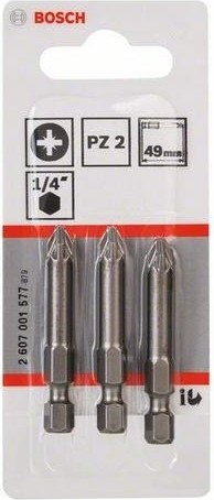 Набор бит BOSCH из 3 шт. PZ 2х49 мм Extra Hard 2607001577