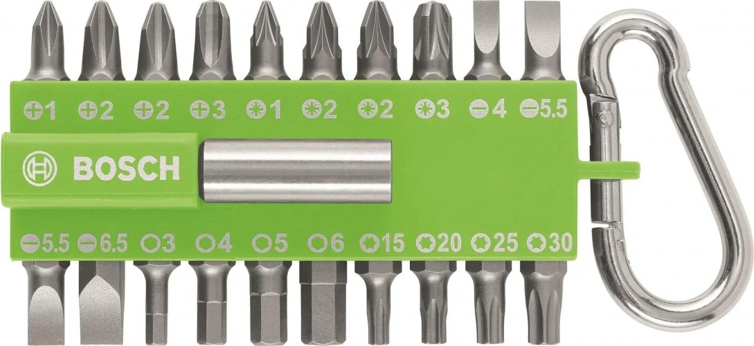 Набор бит BOSCH Набор 20 бит + держатель с карабином светло-зеленый 2607002823