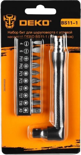 Набор бит DEKO BS11-1 для шуруповерта с угловой насадкой (11 предметов) 065-0589