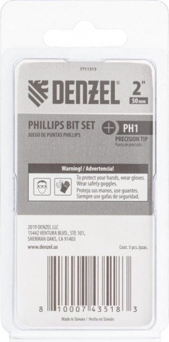 Набор бит Denzel PH1x2" 5 шт. 7711315 - изображение 4