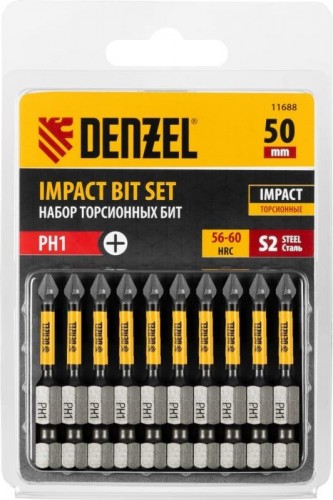 Набор бит Denzel PH1x50 мм торсионных 10 шт. 11688