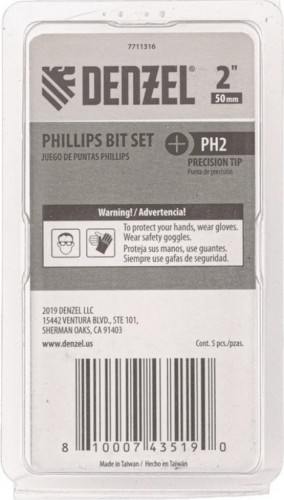 Набор бит Denzel PH2x2" 5 шт. 7711316 - изображение 4