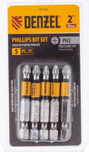 Набор бит Denzel PH2x2" 5 шт. 7711316 - изображение 3