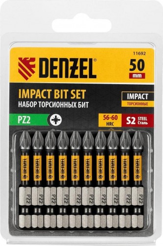 Набор бит Denzel PZ3x50 мм торсионных 10 шт. 11693