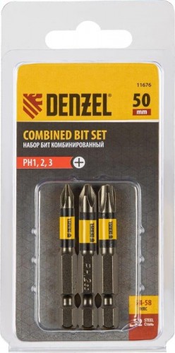 Набор бит Denzel рн1, рн2, рн3, 50 мм, комбиниров рн1, рн2, рн3, 50 мм, комбинированный 3 шт. 11676