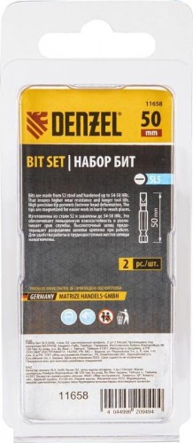 Набор бит Denzel SL5,0х50 сталь s2, шестигранный профиль, 2 шт. 11658 - изображение 4