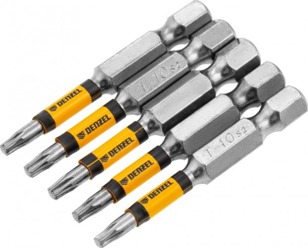 Набор бит Denzel T10x2" 5 шт. 7711318