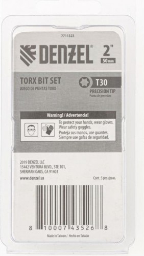 Набор бит Denzel T30x2" 5 шт. 7711323 - изображение 4