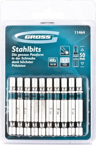 Набор бит GROSS 11464 HEX 5х50, 10 шт.