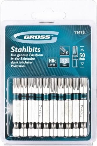 Набор бит GROSS 11473 TORX 40х50, 10 шт.