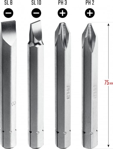 Набор бит KRAFTOOL для ударной отвертки 75 мм 4 шт. 25552 - изображение 2
