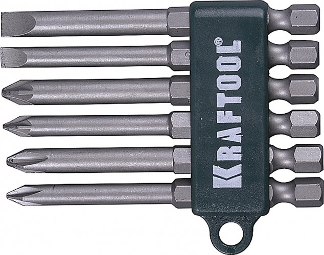 Набор бит KRAFTOOL хвостовик E 1/4 cr-v, 75мм, 6 предм. 26061-H6