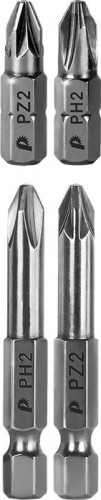 Набор бит ПРАКТИКА "Профи" 4шт PH2, PZ2x25мм, PH2, PZ2x50мм 036-544 - изображение 2