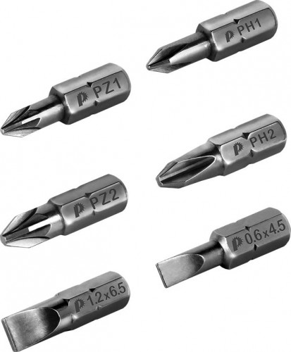 Набор бит ПРАКТИКА "Профи" 6шт PH1,2; PZ1,2; LS 2 штx25мм 036-551 - изображение 2