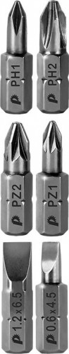 Набор бит ПРАКТИКА "Профи" 6шт PH1,2; PZ1,2; LS 2 штx25мм 036-551 - изображение 4